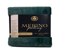 Gözze - Cosy Blanket, Merino Feel, Reversible, Heavy Weight 600 g/m², 150 x 200 cm - Dark Green