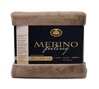 Gözze - Cosy Blanket, Merino Feel, Reversible, Heavy Weight 600 g/m², 150 x 200 cm - Taupe