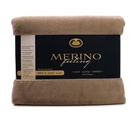 Gözze - Cosy Blanket, Merino Feel, Reversible, Heavy Weight 600 g/m², 180 x 220 cm - Taupe
