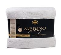 Gözze - Cosy Blanket, Merino Feel, Reversible, Heavy Weight 600 g/m², 220 x 240 cm - Silver