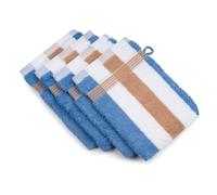 Gözze - New York Bath/Shower Glove/Mitt, Set of 4, Striped, Soft and Absorbent, 100% Cotton, 17 x 24 cm - Maroon/White/Fjord