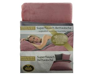 Gözze - Reversible Bed Linen Set, Cashmere Feel, Duvet Cover: 135 x 200 cm, Pillowcase: 80 x 80 cm, Microfibre - Dusty Pink/Anthracite