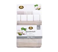 Gözze - Set of 3 Tea Towels, 100% Cotton, High Weight Material (260 g/m²), 50 x 70 cm - Mud