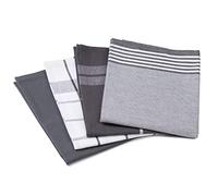 Gözze - Set of 4 Tea Towels, 100% Jacquard Cotton, High Weight Material (200 g/m²), 50 x 70 cm - Anthracite