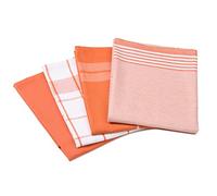 Gözze - Set of 4 Tea Towels, 100% Jacquard Cotton, High Weight Material (200 g/m²), 50 x 70 cm - Terra
