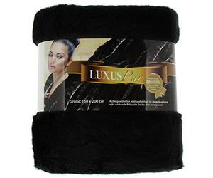 Gözze - Throw/Blanket, Edle Felloptik, Mink Design, 150 x 200 cm - Black