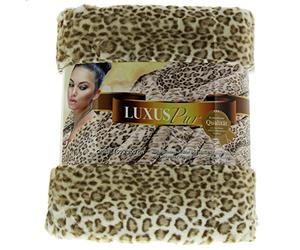 Gözze - Throw/Blanket, Edle Felloptik, Snow Leopard Design, 150 x 200 cm - White/Brown