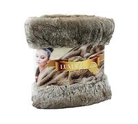 Gözze - Throw/Blanket, Smart Fur Look, Kodiak Bear Design, 150 x 200 cm - Grey