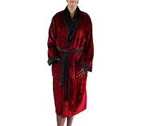 Gözze - Unisex Bathrobe / Dressing Gown with Shawl Collar, Silk Feel, 100% Microfibre, 330 g/m², Size M - Red