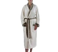 Gözze - Unisex Bathrobe / Dressing Gown with Shawl Collar, Silk Feel, 100% Microfibre, 330 g/m², Size XL - Wool White