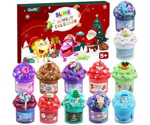 Goffii Slime Advent Calendar 2025, Christmas Countdown Calendar 24 Days, Butter and Crystal Slime with Accessories, Christmas Surprise Gift for Kids, Teenagers, Boys and Girls