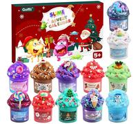 Goffii Slime Advent Calendar 2025, Christmas Countdown Calendar 24 Days with 12 Textured and Fluffy Slime and 12 pack Accessories, Christma Surprises Gift for Kids Teens Girls and Boys