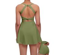 gofiep Womens Tennis Golf Dress with Open-Back Waistband Shorts Pockets Workout Athletic Dresses