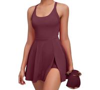 gofiep Womens Tennis Workout Dress with Open-Back Waistband Shorts Golf Acitve Side Slit Dresses
