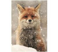 Gofission 11ct Stamped Cross Stitch Kits for Adults Beginners, Animal Fox in The Snow DIY Pre Printed Cross Stitch Embroidery Set with Accessories Wall Decor 36x46cm (Fox)