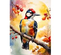 Gofission 11ct Stamped Cross Stitch Kits for Adults Beginners, Birdie Eating Berries in The Tree DIY Pre Printed Cross Stitch Embroidery Set with Accessories Wall Decor 40×50cm (Bird)