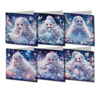 Gofission 6 Pack Diamond Painting Birthday Wishes Cards Kits 5.9x11.81 inch, DIY 5D Diamond Art Special Shaped Drill Crystal Postcards for Family Friends Handmade Gift (Spirit)