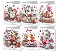 Gofission 6 Pack Diamond Painting Daily Wishes,Valentine's Day Cards Kits 5.9x11.81 inch, DIY 5D Diamond Art Special Shaped Drill Crystal Postcards for Family Friends Handmade Gift