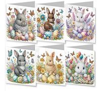 Gofission 6 Pack Diamond Painting Easter Cards Kits 5.9x11.81 inch, DIY 5D Diamond Art Special Shaped Drill Crystal Postcards for Family Friends Handmade Gift (Butterflies)