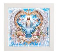 Gofission Diamond Painting Angel's Wings by Numbers Kits with Frame, DIY 5D Diamond Art Special Shaped Drill Crystal 8.98x8.98 inch (Jesus Christ)