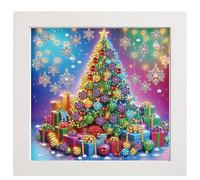 Gofission Diamond Painting Merry Christmas by Numbers Kits with Frame, DIY 5D Diamond Art Special Shaped Drill Crystal 8.98x8.98 inch (Tree)
