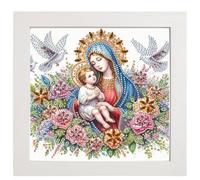 Gofission Diamond Painting Religion Peace Doves Flowers by Numbers Kits with Frame, DIY 5D Diamond Art Special Shaped Drill Crystal 8.98x8.98 inch (Mary)