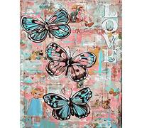 Gofission Paint by Numbers Beautiful Butterfly Quotes Love, 16x20 inch Canvas DIY Number Painting Kits (Butterfly, Frameless)