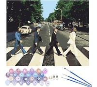 Gofission Paint by Numbers Pedestrians The BeatlesCrossing Zebra Crossing, 16x20 inch Canvas DIY Number Painting Kits No Frame (Zebra)