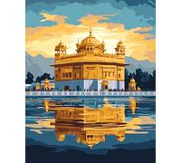 Gofission Paint by Numbers The Golden Temple, 16x20 inch Canvas DIY Number Painting Kits No Frame (Temple)
