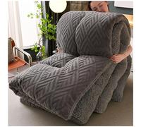 GOFOHIMI 3-Layer Luxury Flannel Fleece Thick Bed Blanket, Super Warm Thickened Quilt Winter, Soft Plush Carved Velvet Blanket Double-Sided Quilt Heavy Warm for Winter,Gray,220x240cm(5kg)