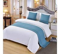 GOFOHIMI Bed Runners, Modern Scarf Bedspread Scarves Home Decoration Hotel Bedding Bed Towel Luxury Protection for Bed Cover Single Double Super King Size (Blue,1pc cushion cover 45x45cm)