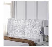 GOFOHIMI Dustproof Bed Headboard Covers, Solid Color Velvet All-Inclusive Elastic Headboard Backrest Protection Cover for King/Double Bed for Bedroom Decor,White,150cm