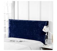 GOFOHIMI Dustproof Bed Headboard Covers, Solid Color Velvet All-Inclusive Elastic Headboard Backrest Protection Cover for King/Double Bed for Bedroom Decor,Dark blue,150cm