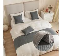 GOFOHIMI Jacquard Bed Runners and Matching Cushion Cover, Reversible Bed Runners Scarves Home Decoration Hotel Bedding Bed Towel Bedroom Bedspread Protection (45x45cm(Pillowcase),grey)