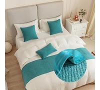 GOFOHIMI Jacquard Bed Runners and Matching Cushion Cover, Reversible Bed Runners Scarves Home Decoration Hotel Bedding Bed Towel Bedroom Bedspread Protection (45x45cm(Pillowcase),turquoise blue)