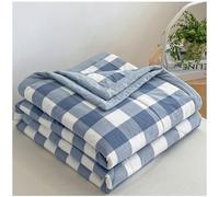 GOFOHIMI New Modern Air Condition Cotton Quilt - Lightweight Blanket Quilted Spring/Summer Thin Quilt Cotton Breathable Comforter Plaid Print Quilts Bedspread,F,150x200cm