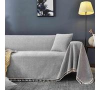GOFOHIMI Sofa Throws Large 3 Seater, Sofa Throws Large 4 Seater L Shape, Corner Sofa Blanket Cover, Big Blanket Cover Sofa with Tassels, for Couch, Sofa and Bed,GreyA-180x300cm