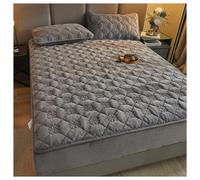 GOFOHIMI Velvet Flannel Fitted Sheet, Ultra Soft Quilted Fleece Bed Sheet,Luxury Solid Color Plush Mattress Protector Cover with 12 inch Deep Pocket,gray,180x200cm