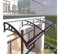 GOFOHIMI Window Rain Shelter Cover,Curved Front Door Canopy Outdoor Awning 69 Size,Sun Protection Polycarbonate Cover Black Aluminium Bracket,Patio Porch Awning with Hardware (60x180cm/24 x71)