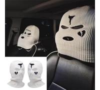 GOFOME 2PCs Sheisty Headrest Covers for Cars, Full face mask Car Headrest Cover, Car Seat Protector for Head Rest, Funny Car Accessories Interior for Party Camp Halloween, Ski Mask for Men Women