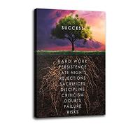 GoForArt Success Tree Wall Art HD Printed Pictures Canvas Inspirational Motivation Entrepreneur Quotes Pictures Posters Home Decor Nordic Painting Frame for Living Room Ready to Hang [18''W x 12''H]
