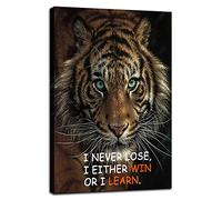 GoForArt Tiger Canvas Wall Art Motivational Inspirational Quotes Animal Picture Canvas Print Artwork for Bedroom Living Room Office Wall Decoration Wooden Framed Ready to Hang [12''W x 18''H]