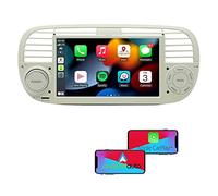 GOFORJUMP Double Din 7-inch Android Auto Carplay Car Stereo Radio Compatible with Fiat 500 Support Bluetooth/GPS Navigation/Mirror Link/Radio/SWC/USB，White