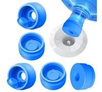 Gofriipai 3-Pack Silicone Reusable Non-Spill 55mm Water Jug Cap - Blue, Snap Closure, Easy ON & OFF, Dishwasher Safe, Microwaveable, Round, Food Grade Silicone