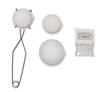 Gofrvikoe 1PC 500g and 2 PCS 150g Ceramic Crucible Bowl Dish Cup Set Refining Melting Gold Silver Copper Jewelry Tool with Whip Tongs Handle 2A and 20g Pure Borax for Metal Melting