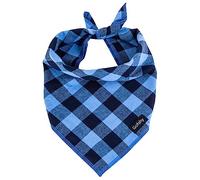 Gofshy Boy Dog Bandana XLarge-Blue Black Dog Scarf Buffalo Plaid Printing Adjustable Bib Handkerchief Accessories for Large Dogs (XL)