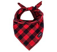 Gofshy Christmas Dog Bandana XLarge-Red Black Dog Scarf Buffalo Plaid Printing Adjustable Bib Handkerchief Accessories for Large Dogs (XL)