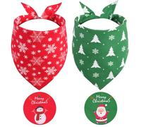 Gofshy Christmas Dog Bandanas Large 2PCS, for Dog, Triangle Reversible Holiday Bandana for Boy Girl, Bibs Accessories for Medium Large Dogs Cats Pets