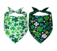 Gofshy St Patricks Day Dog Bandanas Large 2PCS, Triangle Reversible Scarf for Boy and Girl, Adjustable Puppy Bibs for Medium Large Pet