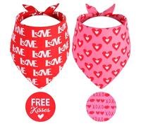 Gofshy Valentine's Dog Bandanas Small 2PCS, Triangle Reversible Sweetheart Scarf for Boy and Girl, Love Bibs Accessories for Small XS Dogs Cats